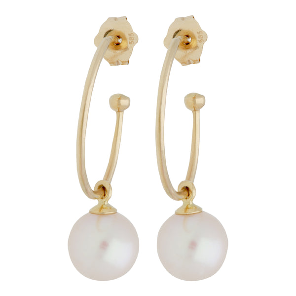 Sphere Pearl Hoop Earrings