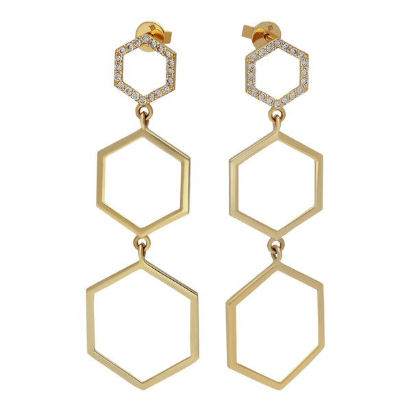 Gold shop hexagon earrings