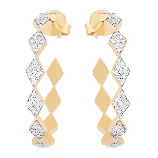 Polyrhombic Diamond Hoop Earrings