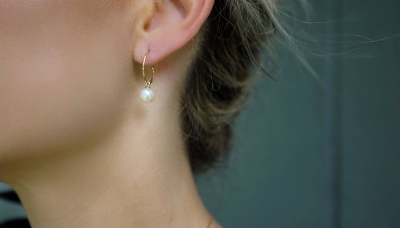 Sphere Pearl Hoop Earrings